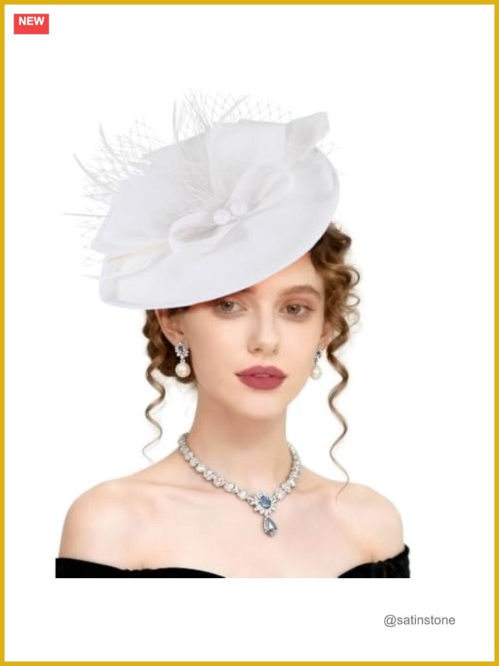 Women Fascinator Hat Mesh Feathers Headband Clip Derby Tea Party
